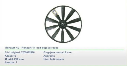 Helice Paleta Ventilador Renault 11 Renault 4 Tipo 2982 1