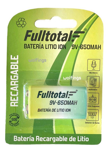 Bateria 9v De Litio Recargable Microfono Multimetro Sensores 0