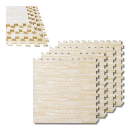 Tatame Em Eva Modelo Piso De Madeira Claro 62 X 62 Cm 4 Unid 0