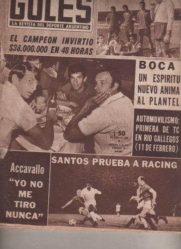 Revista Goles - N° 1009 Año 1968 - Racing, Boca, Estudiantes 0