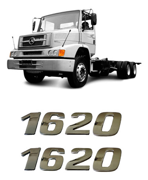 Par Emblema Caminhão Mb 1620 Adesivo Cromado Lateral (2pç) 0