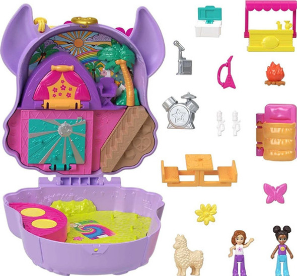 Muñeca Polly Pocket Camp Adventure Llama Compact 0