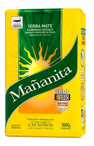 Yerba Mate Mañanita 4 Flex 1000 Grs 1 Kg Bcp - Pack X 10 0