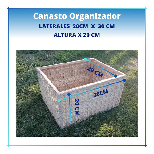 Canasto Organizador Grande Mimbre Contenedor, Cesta 20x30x20 1