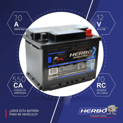 Bateria Herbo Auto Evo 70 12x70 Ah 1
