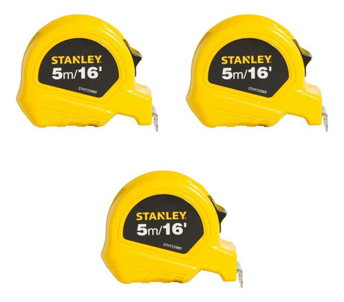 Trena 5m Com Trava Kit Com 3 Unidades - Stanley 0