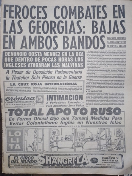 Diario * Cronica * Guerra De Malvinas - 27 De Abril De 1982 0