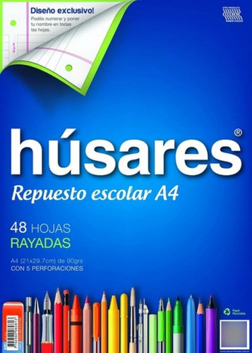 Repuesto A 4 Husares 48 Hs Rayado/ Cuadric.  Pack X 10 Unid. 0