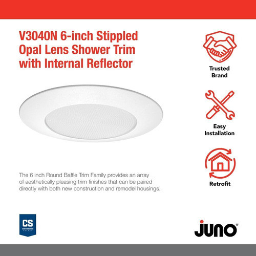 Juno V3040n Pw Vulite Ducha Con Lente Opal Punteada Con Refl 1