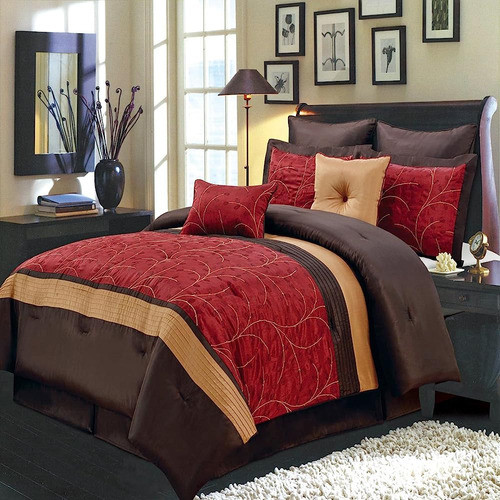 Royal Hotel Bedding Atlantis Red, Gold And Chocolate Queen S 0