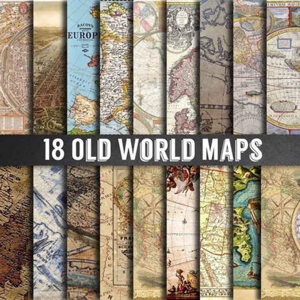 Kit Imprimible  18 Fondos De Mapas Antiguos - 0