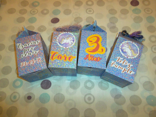 Cajitas Golosineras Milkbox Personaliz.  Unicornio  X 10 Un 1