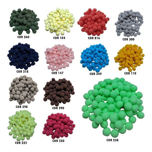1100  Pompom Bola Artesanato/biju Colorido  2.0 20mm 1