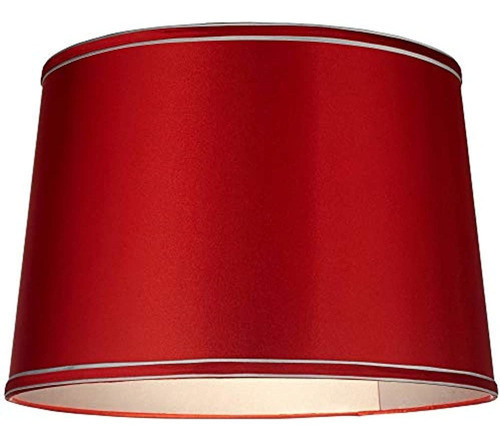 Pantalla Para Lámpara De Tambor Mediano En Rojo Satinado Syd 1