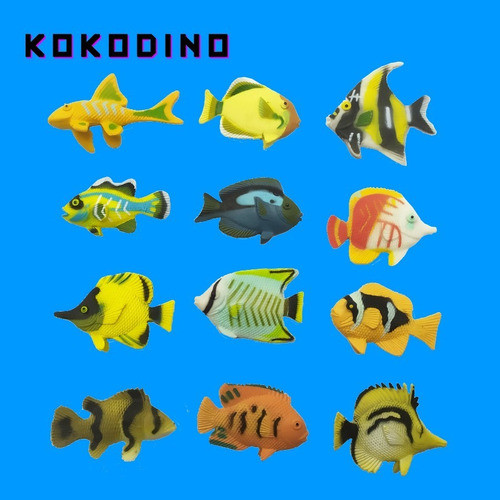 Peces Tropicales Artificiales Goma X 12 Pecera Acuario Deco 1