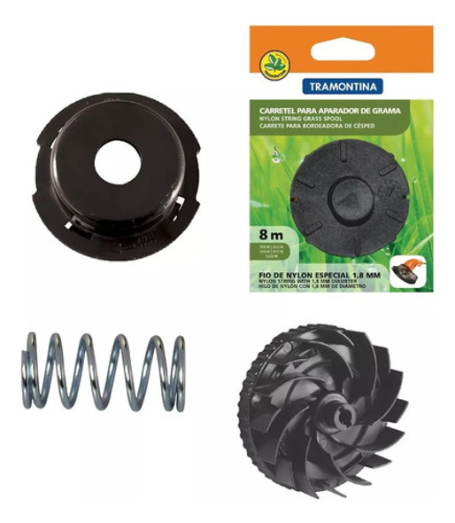 Kit Carrete 1,8mm+ Tapa + Portacarrete + Resorte Bordeadora 0