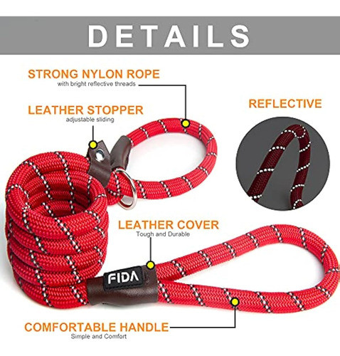 Fida Correa Duradera Para Perro, 6 Pies X 3/8 1
