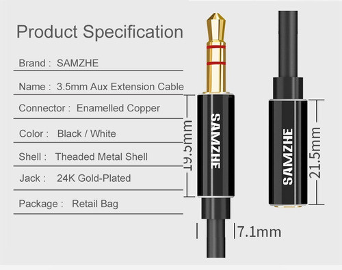 Alargue Cable Mini Plug 3.5mm Trs Extension 2m Sin Microfono 1