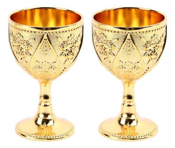 Taça De Vinho Vintage Dourada, 2 Peças, Requintada Rosa 3d R 0
