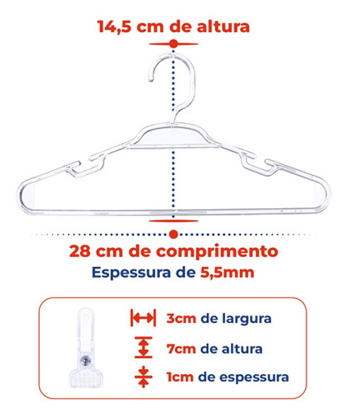 50 Cabides Infantis Transparente + 50 Presilhas 1