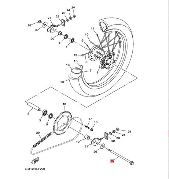 Eje De Rueda Trasera Yamaha Xtz250 - Panella Motos 0