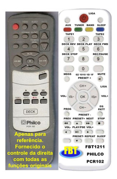Controle Remoto Som Philco Pcr-102 Fbt 1211 0