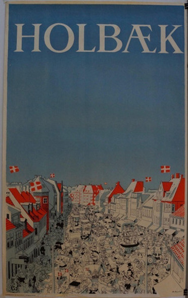Holbaek Dinamarca - Afiche Turismo 1950 -  Lámina 45x30 Cm. 0