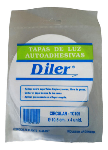 Tapa Ciega Autoadhesiva Para Cajas De Luz 10.5cm Diler Tc105 1