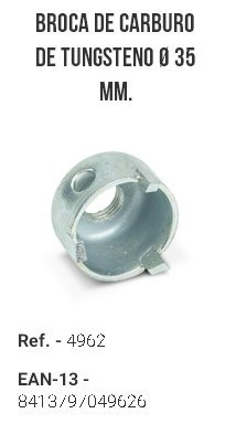 Broca Carburo Tungsteno P/cerámica 35mm Rubi 4962 Herracor 1