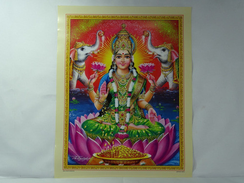 Pôster Gravura Imagem Papel Divindade Hindu Laxmi  Gg3 1