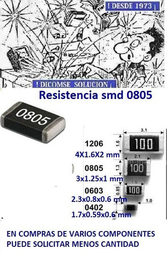 Chip Resistor Smd (0805) 1/8w 5% 1.2 Ohm X 100 Unid 0