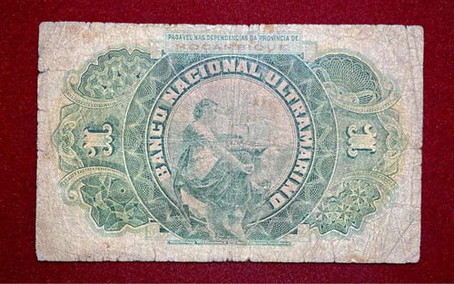 Billete 1 Escudo Mozambique 1921 Pick 66b Bradbury & Co Raro 1
