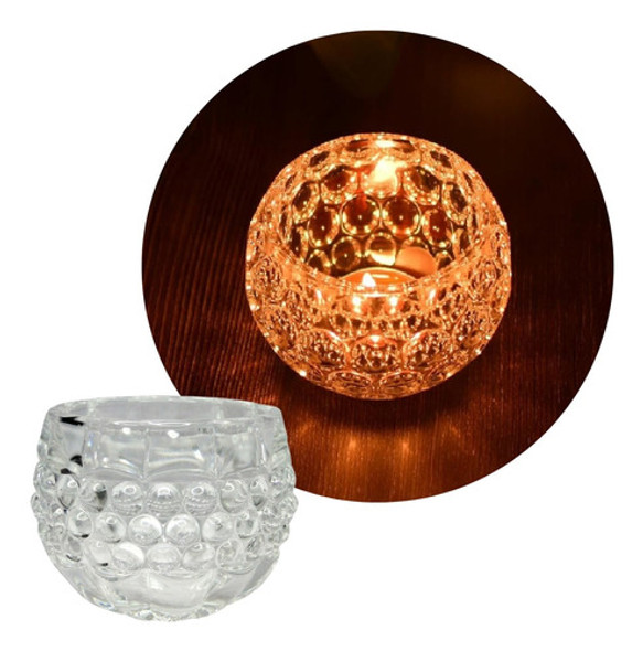 Castiçal Porta Velas Em Vidro Cristal Redondo Bolhas 8cm 0 Castiçal Porta Velas Em Vidro Cristal Redondo Bolhas 8cm 0