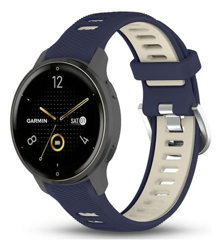 Malla Silicona Deport 18mm Para Garmin Fossil Watch Az/crem 1