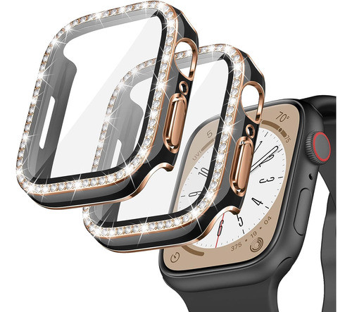 2 Fundas Bling Para Apple Watch Series 3/2/1 41mm - Negra 0