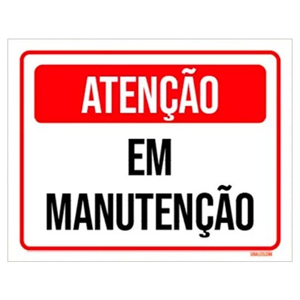 Kit 5 Placas Sinalização Atenção Em Manutenção 0 Kit 5 Placas Sinalização Atenção Em Manutenção 0