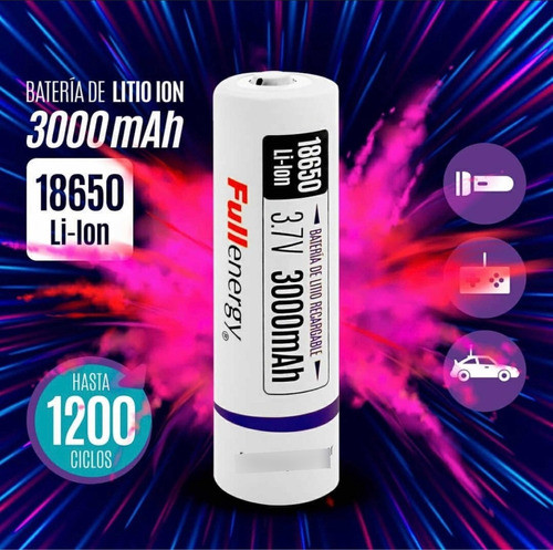Batería Recargable De Litio 18650 3.7v 3000mah 1