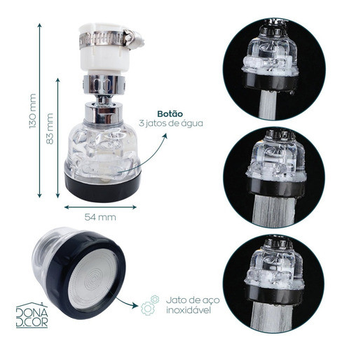 2 Bico Prolongador Torneira Pia Flexivel Ponteira 360 Kit 2u 1