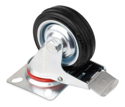 Rueda Chapa Y Goma Giratoria Con Freno 125x35mm Bguemes 0