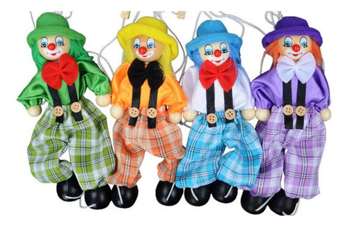 4 Pacotes De Brinquedos De Marionete Palhaço Pull String Pup 1
