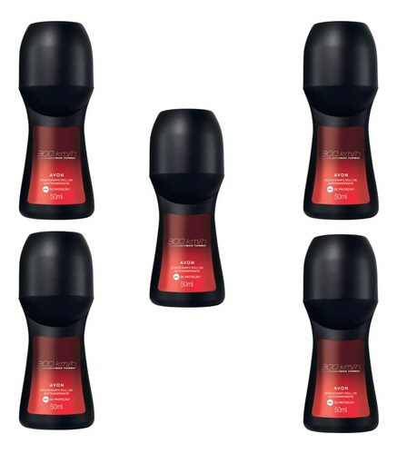 Kit 5 Desodorantes 300km/h Max Turbo Roll-on 50ml - Avon 0