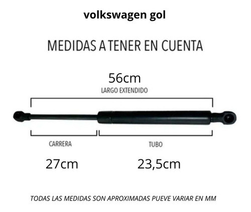 Kit X2 Amortiguadores Baul Porton Trasero Vw Gol 06/14 Full 1