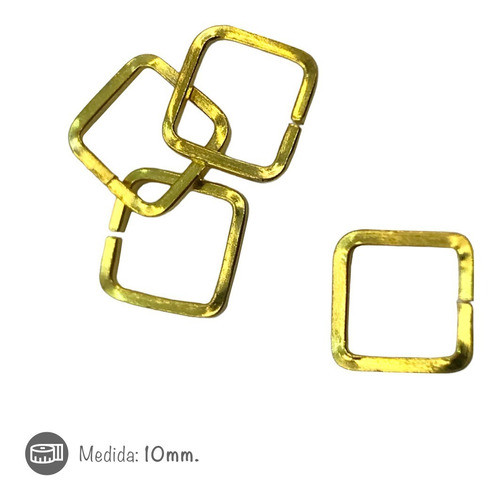Argolla Cuadrada 10mm Dorado Pack X 100 Unidades. 1