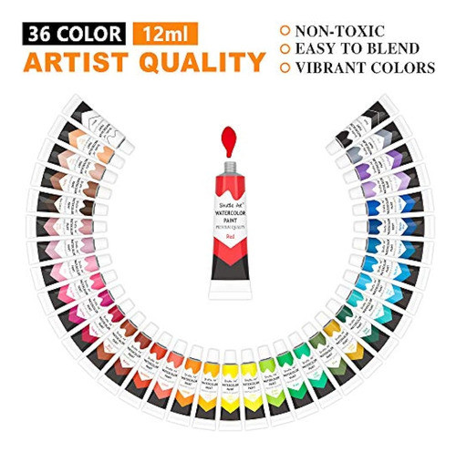 Paquete De 48 Pinturas De Acuarela, Shuttle Art 36 Colores D 1