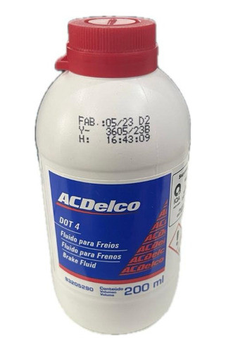 1 Frasco Oleo Fluido De Freio Dot4 - 200 Ml Acdelco 0