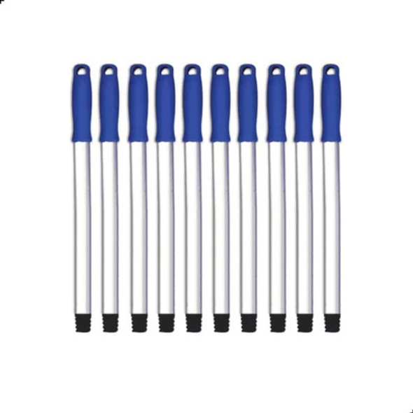 Kit 10 Cabos Alumínio 1,40m: Manopla Azul Rosca Inclusa 0
