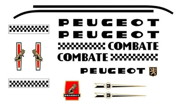 Adesivos Bicicleta Peugeot Combate Pretos - Frete Gratis 0