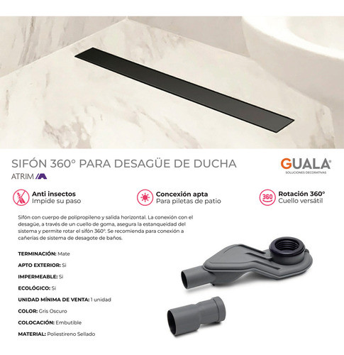 Sifon 360 Atrim Con Acople 5305 Desague Rejilla Ducha Lineal 1