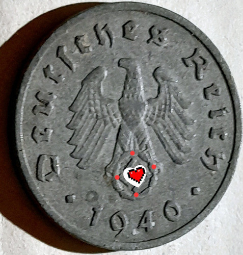Alemania Reich 10 Pfennig 1940 Aguila Palomita De La Paz 1