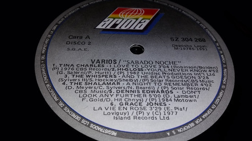 Sabado Noche Variado Doble Spain 22 Temas Disco Excelente 91 1